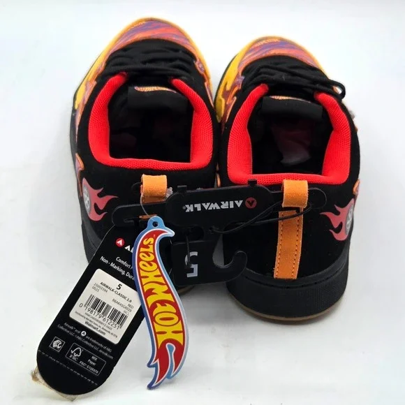 AIRWALK Hot Wheels Boys Flame Sneakers Black Red Yellow Blue Size 5 NEW with TAG - Picture 6 of 7